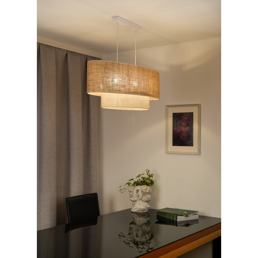 Duolla - Pakabinamas sietynas DOUBLE OVAL YUTE 2xE27/15W/230V ruda/kreminė