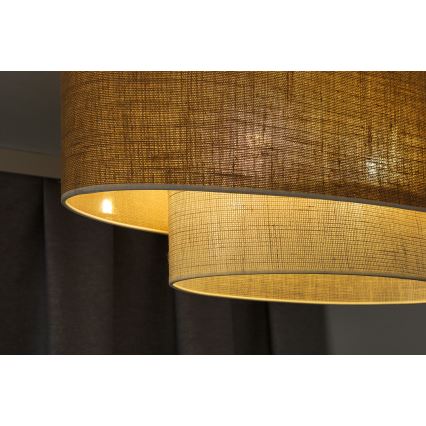 Duolla - Pakabinamas sietynas DOUBLE OVAL YUTE 2xE27/15W/230V ruda/kreminė