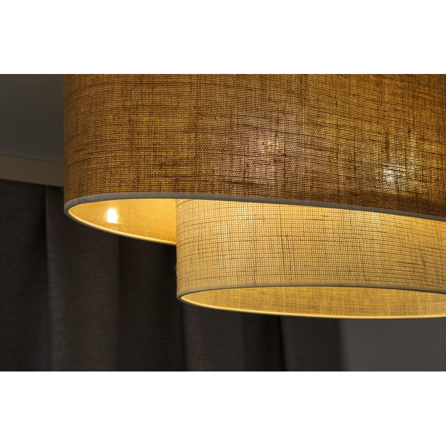 Duolla - Pakabinamas sietynas DOUBLE OVAL YUTE 2xE27/15W/230V ruda/kreminė