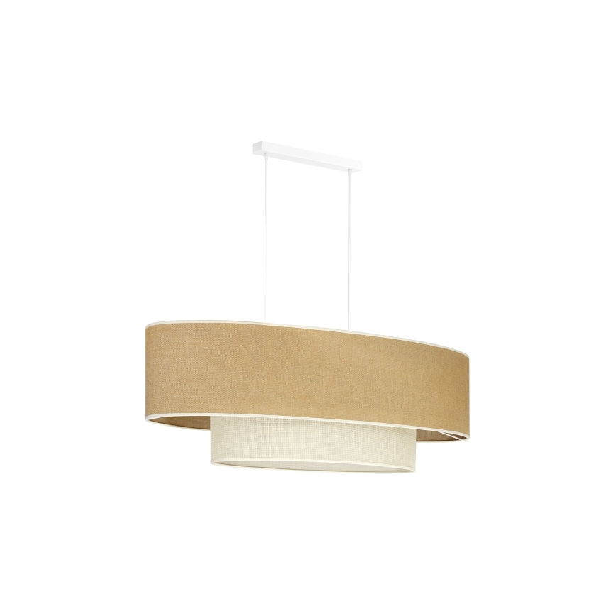 Duolla - Pakabinamas sietynas DOUBLE OVAL YUTE 2xE27/15W/230V ruda/kreminė
