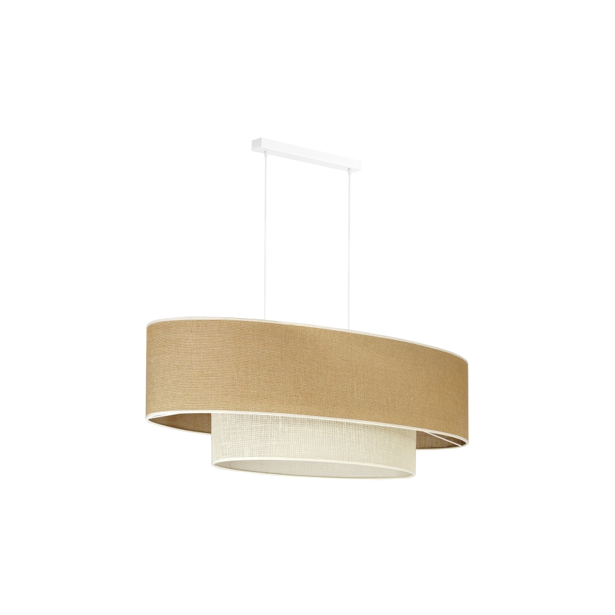 Duolla - Pakabinamas sietynas DOUBLE OVAL YUTE 2xE27/15W/230V ruda/kreminė