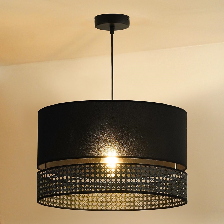 Duolla - Pakabinamas sietynas DOUBLE RATTAN 1xE27/15W/230V diametras 40 cm juoda