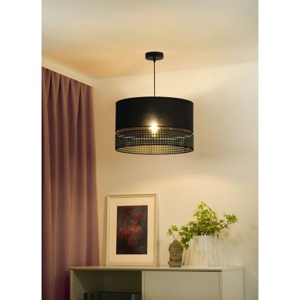 Duolla - Pakabinamas sietynas DOUBLE RATTAN 1xE27/15W/230V diametras 40 cm juoda