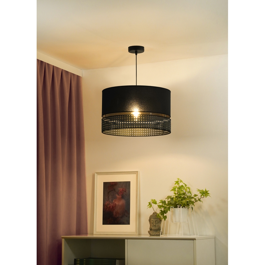 Duolla - Pakabinamas sietynas DOUBLE RATTAN 1xE27/15W/230V diametras 40 cm juoda