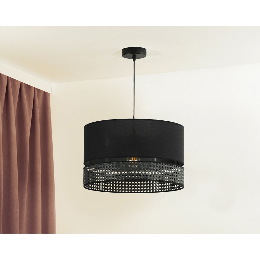 Duolla - Pakabinamas sietynas DOUBLE RATTAN 1xE27/15W/230V diametras 40 cm juoda