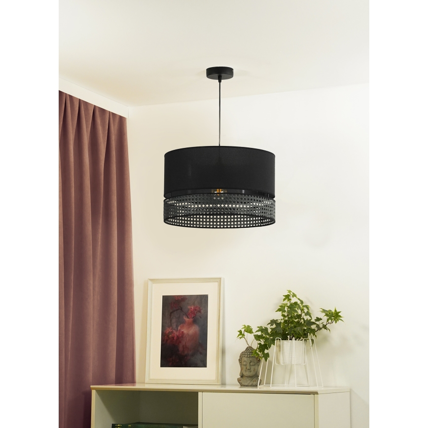 Duolla - Pakabinamas sietynas DOUBLE RATTAN 1xE27/15W/230V diametras 40 cm juoda
