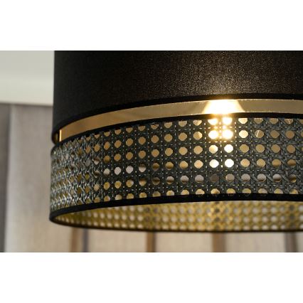 Duolla - Pakabinamas sietynas DOUBLE RATTAN 1xE27/15W/230V diametras 40 cm juoda