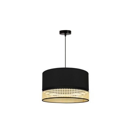 Duolla - Pakabinamas sietynas DOUBLE RATTAN 1xE27/15W/230V diametras 40 cm juoda/smėlio spalva