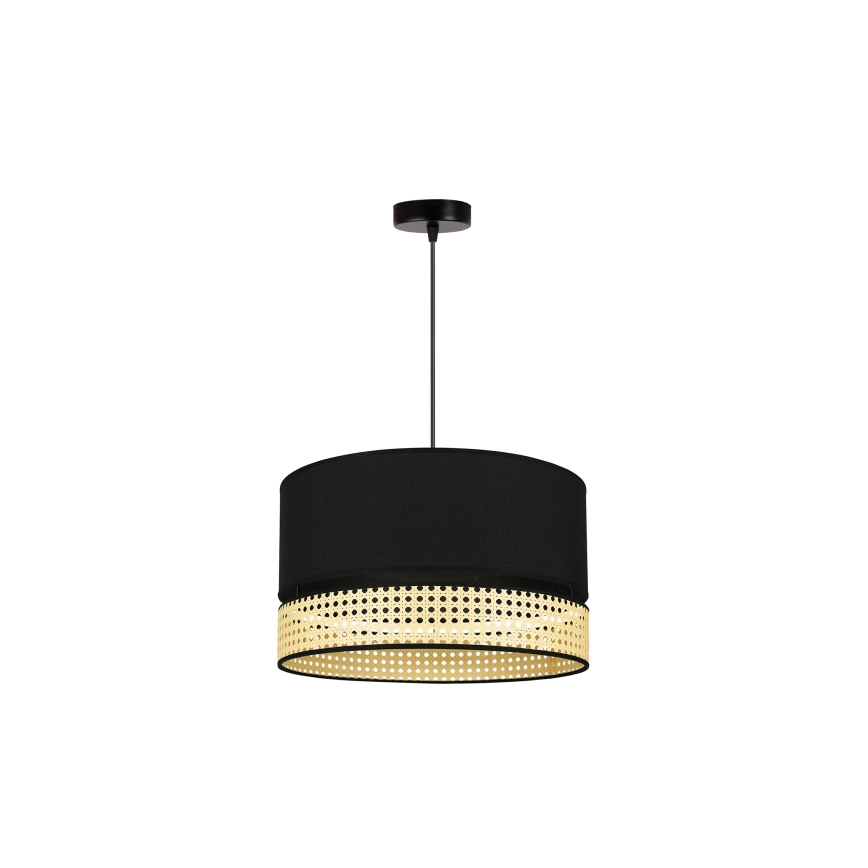 Duolla - Pakabinamas sietynas DOUBLE RATTAN 1xE27/15W/230V diametras 40 cm juoda/smėlio spalva