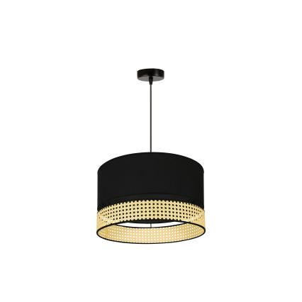 Duolla - Pakabinamas sietynas DOUBLE RATTAN 1xE27/15W/230V diametras 40 cm juoda/smėlio spalva