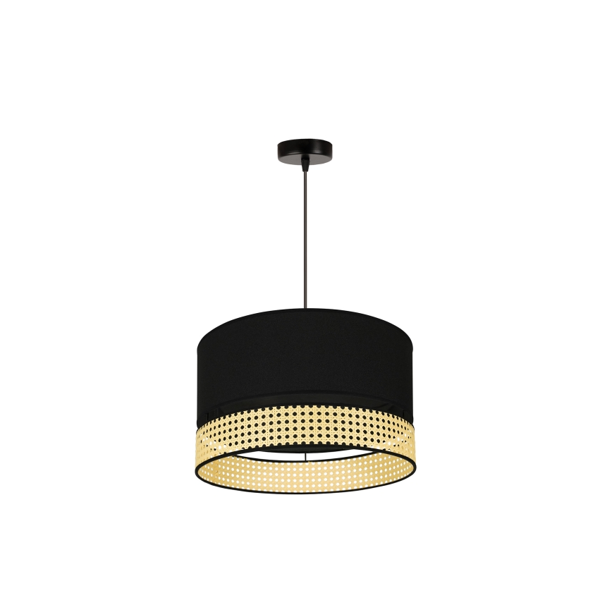 Duolla - Pakabinamas sietynas DOUBLE RATTAN 1xE27/15W/230V diametras 40 cm juoda/smėlio spalva