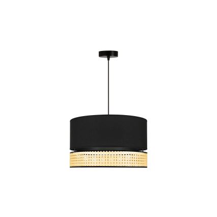 Duolla - Pakabinamas sietynas DOUBLE RATTAN 1xE27/15W/230V diametras 40 cm juoda/smėlio spalva