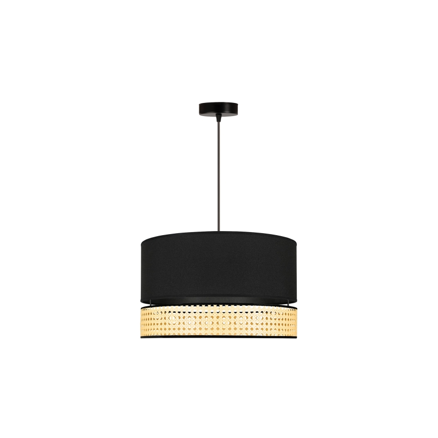 Duolla - Pakabinamas sietynas DOUBLE RATTAN 1xE27/15W/230V diametras 40 cm juoda/smėlio spalva