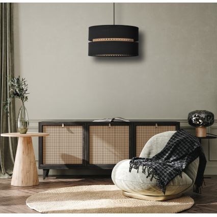 Duolla - Pakabinamas sietynas DUO 1xE27/15W/230V diametras 40 cm juoda/rotangas
