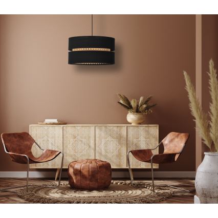 Duolla - Pakabinamas sietynas DUO 1xE27/15W/230V diametras 40 cm juoda/rotangas