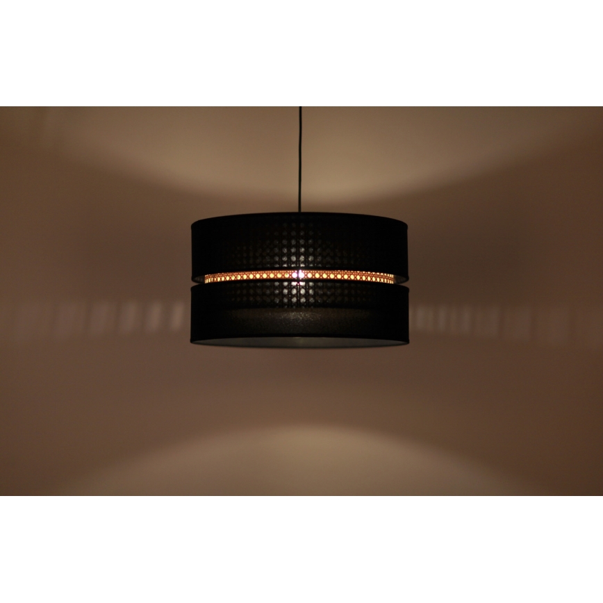 Duolla - Pakabinamas sietynas DUO 1xE27/15W/230V diametras 40 cm juoda/rotangas
