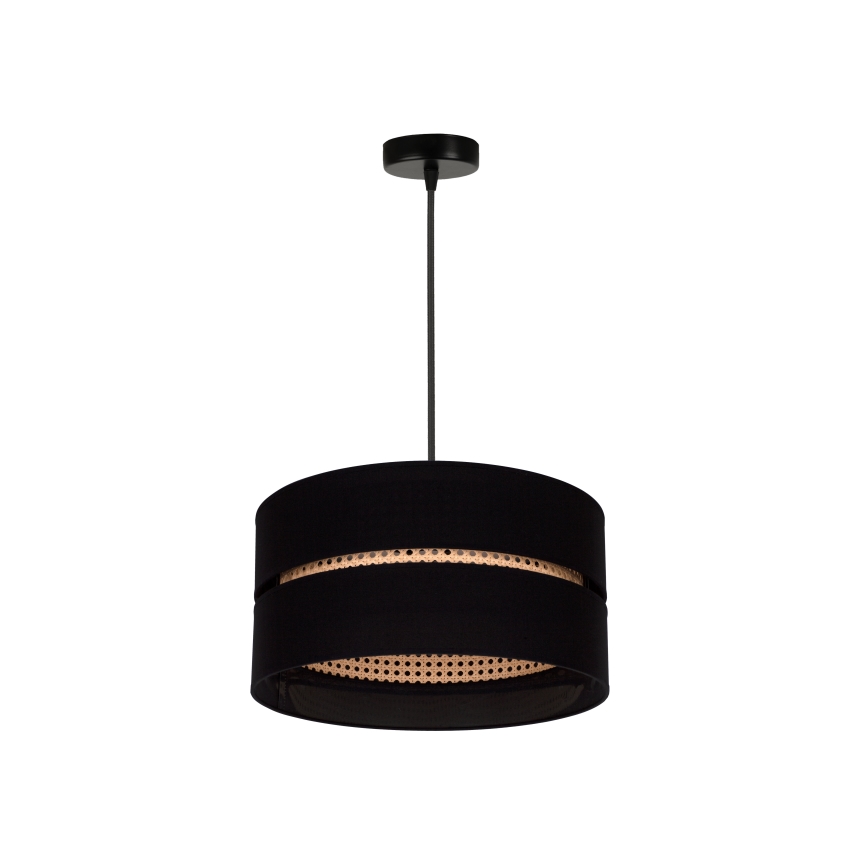 Duolla - Pakabinamas sietynas DUO 1xE27/15W/230V diametras 40 cm juoda/rotangas