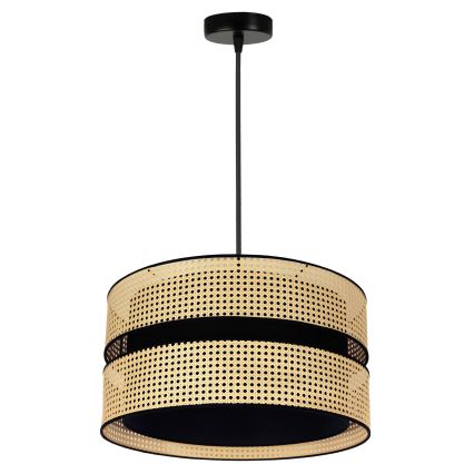 Duolla - Pakabinamas sietynas DUO 1xE27/15W/230V diametras 40 cm rotangas/juoda