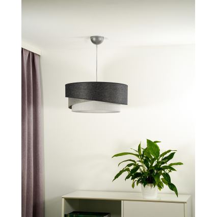 Duolla - Pakabinamas sietynas KOBO 1xE27/15W/230V diametras 45 cm antracitas/pilka/balta