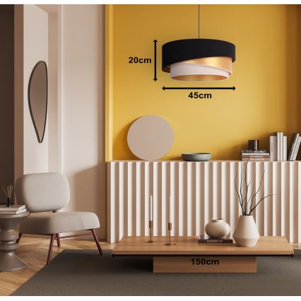 Duolla - Pakabinamas sietynas KOBO 1xE27/15W/230V diametras 45 cm juoda/auksas/kreminė
