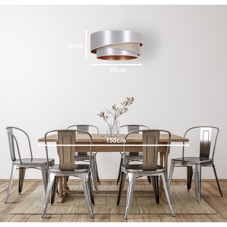 Duolla - Pakabinamas sietynas KOBO 1xE27/15W/230V diametras 45 cm sidabras/auksas