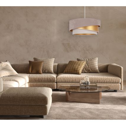 Duolla - Pakabinamas sietynas KOBO 1xE27/15W/230V diametras 45 cm smėlio spalva/auksas/kreminė