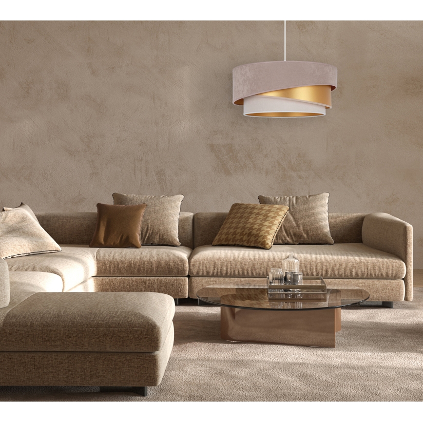 Duolla - Pakabinamas sietynas KOBO 1xE27/15W/230V diametras 45 cm smėlio spalva/auksas/kreminė