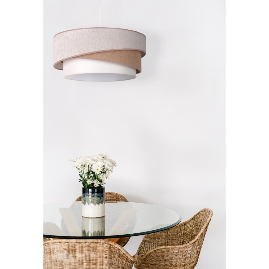 Duolla - Pakabinamas sietynas KOBO 1xE27/15W/230V diametras 45 cm smėlio spalva/ruda/balta