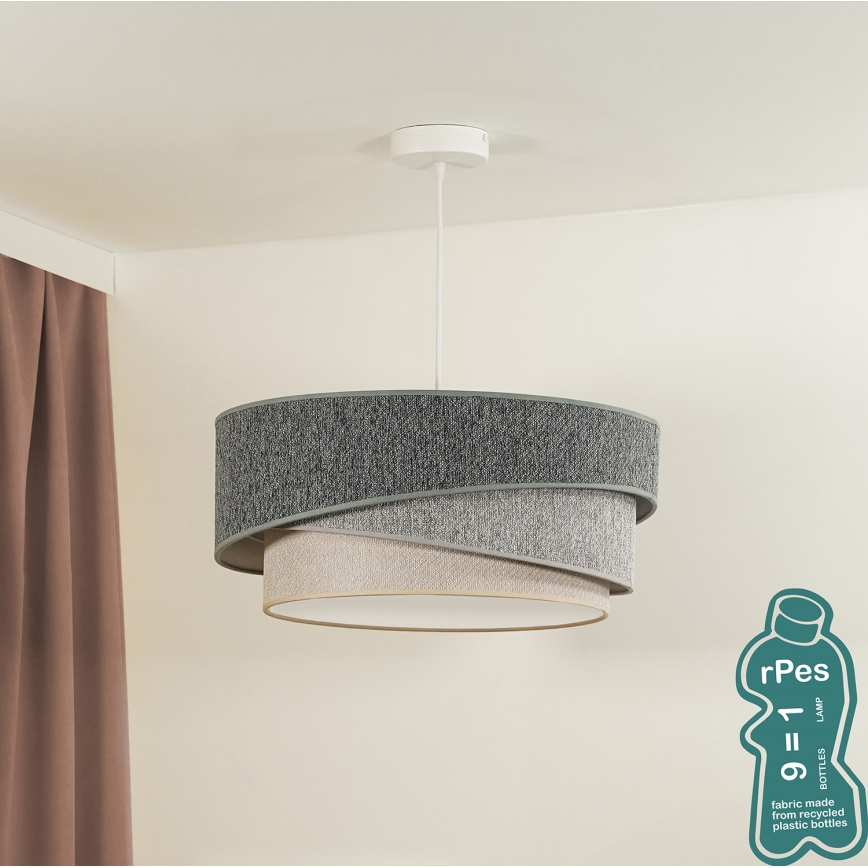 Duolla - Pakabinamas sietynas KOBO ECO RECYCLING 1xE27/15W/230V diametras 45 cm žalia/pilka/kreminė