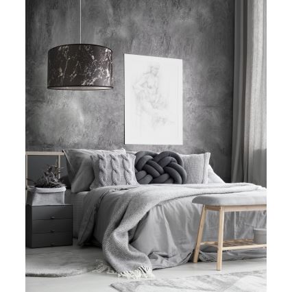 Duolla - Pakabinamas sietynas MARBLE 1xE27/40W/230V diametras 45 cm juoda/balta