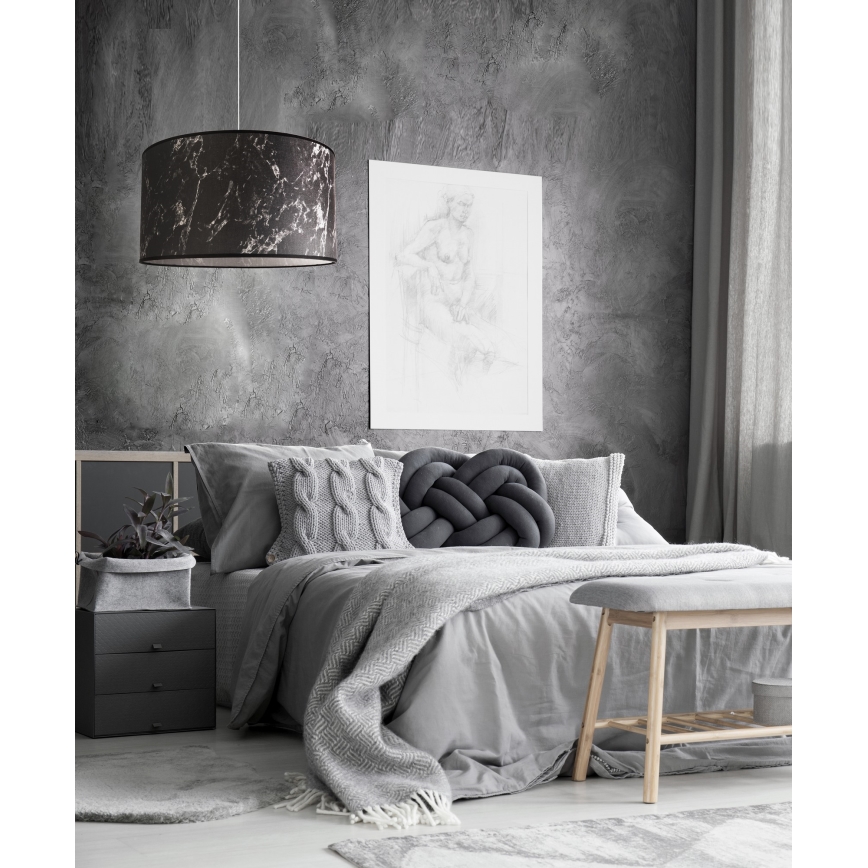 Duolla - Pakabinamas sietynas MARBLE 1xE27/40W/230V diametras 45 cm juoda/balta