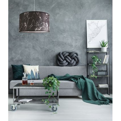 Duolla - Pakabinamas sietynas MARBLE 1xE27/40W/230V diametras 45 cm juoda/balta