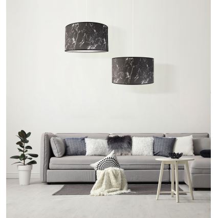 Duolla - Pakabinamas sietynas MARBLE 1xE27/40W/230V diametras 45 cm juoda/balta