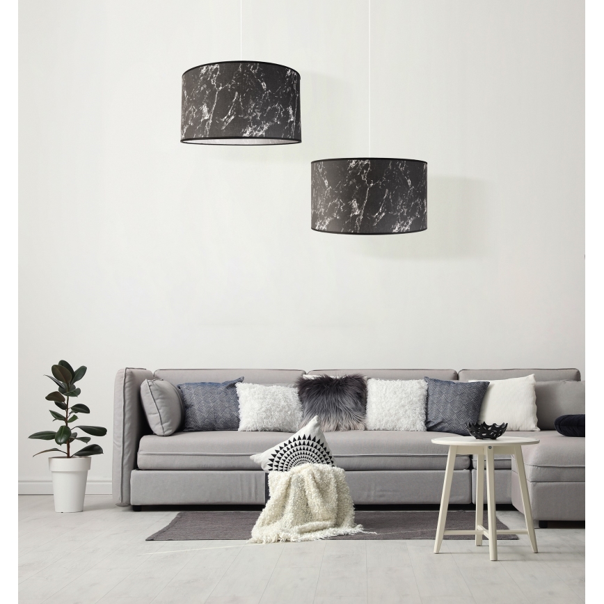 Duolla - Pakabinamas sietynas MARBLE 1xE27/40W/230V diametras 45 cm juoda/balta