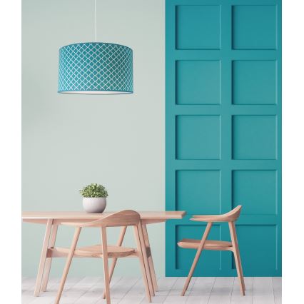 Duolla - Pakabinamas sietynas MAROKO 1xE27/40W/230V diametras 45 cm turkis/balta