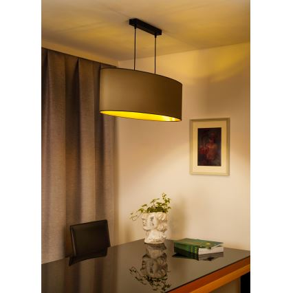 Duolla - Pakabinamas sietynas OVAL VEGAN 2xE27/15W/230V smėlio spalva