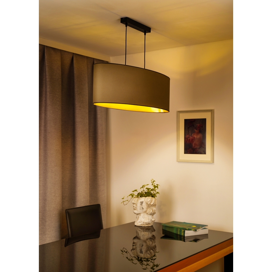 Duolla - Pakabinamas sietynas OVAL VEGAN 2xE27/15W/230V smėlio spalva