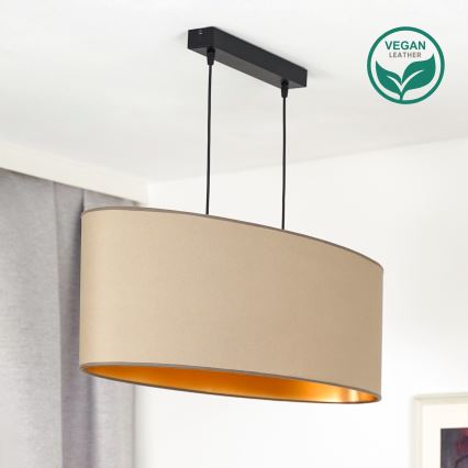 Duolla - Pakabinamas sietynas OVAL VEGAN 2xE27/15W/230V smėlio spalva