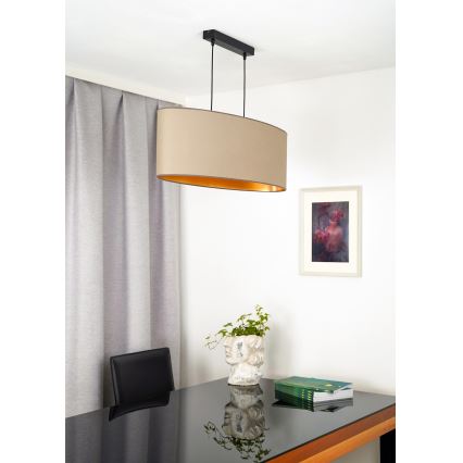Duolla - Pakabinamas sietynas OVAL VEGAN 2xE27/15W/230V smėlio spalva