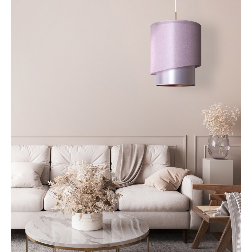 Duolla - Pakabinamas sietynas PARIS 1xE27/15W/230V d. 40 cm rožinis/sidabras/varis