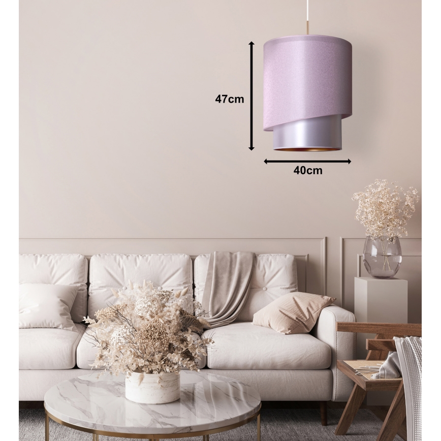 Duolla - Pakabinamas sietynas PARIS 1xE27/15W/230V d. 40 cm rožinis/sidabras/varis