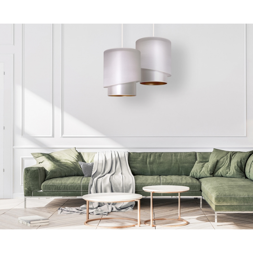 Duolla - Pakabinamas sietynas PARIS 1xE27/15W/230V d. 40 cm sidabras/aukso