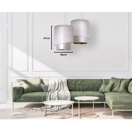Duolla - Pakabinamas sietynas PARIS 1xE27/15W/230V d. 40 cm sidabras/aukso