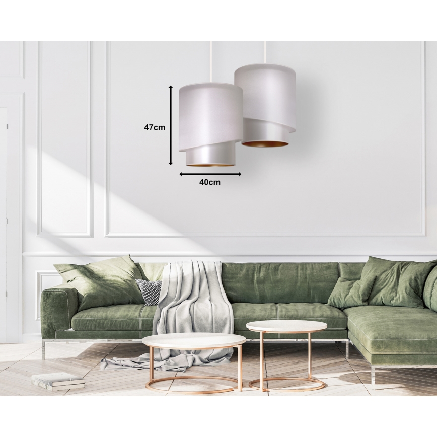 Duolla - Pakabinamas sietynas PARIS 1xE27/15W/230V d. 40 cm sidabras/aukso