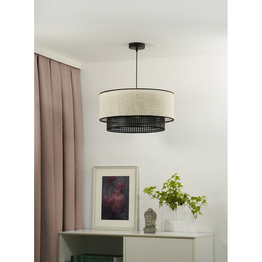 Duolla - Pakabinamas sietynas RATTAN YUTE 1xE27/15W/230V diametras 45 cm kreminė/juoda
