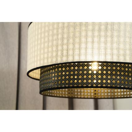 Duolla - Pakabinamas sietynas RATTAN YUTE 1xE27/15W/230V diametras 45 cm kreminė/juoda