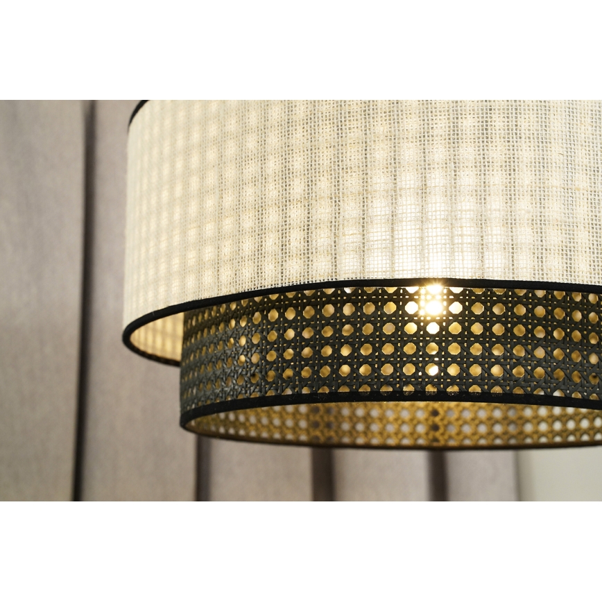 Duolla - Pakabinamas sietynas RATTAN YUTE 1xE27/15W/230V diametras 45 cm kreminė/juoda