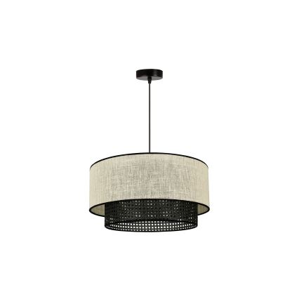 Duolla - Pakabinamas sietynas RATTAN YUTE 1xE27/15W/230V diametras 45 cm kreminė/juoda