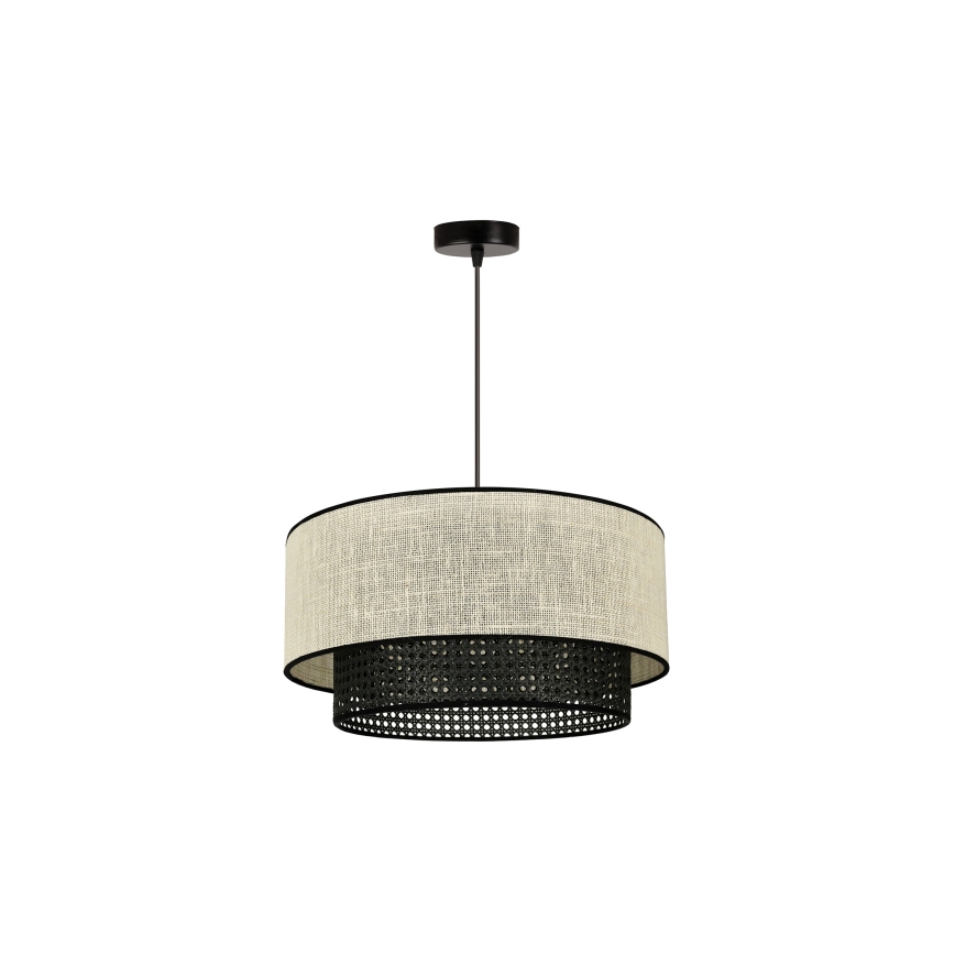 Duolla - Pakabinamas sietynas RATTAN YUTE 1xE27/15W/230V diametras 45 cm kreminė/juoda