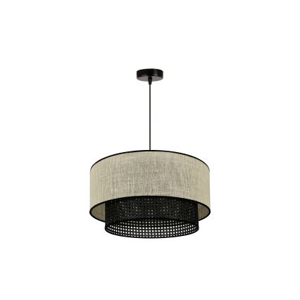 Duolla - Pakabinamas sietynas RATTAN YUTE 1xE27/15W/230V diametras 45 cm kreminė/juoda
